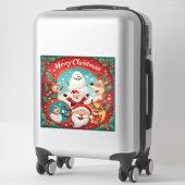 Kerstkaart sticker Vrolijke kerstdagen (Koffer)