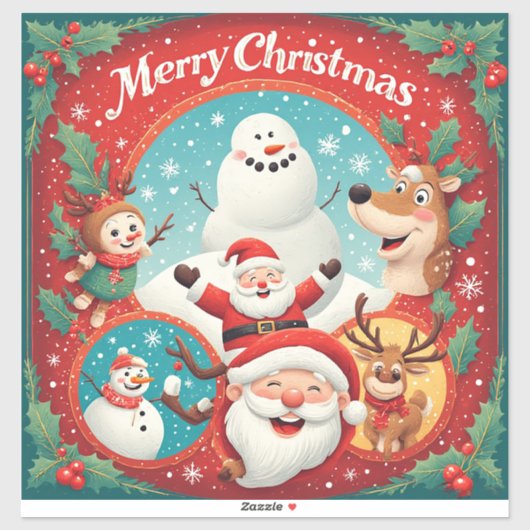 Kerstkaart sticker Vrolijke kerstdagen (Vel)