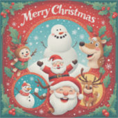 Kerstkaart sticker Vrolijke kerstdagen (Voorkant)