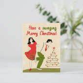 Kerstkaart- swingdans feestdagenkaart (Staand voorkant)