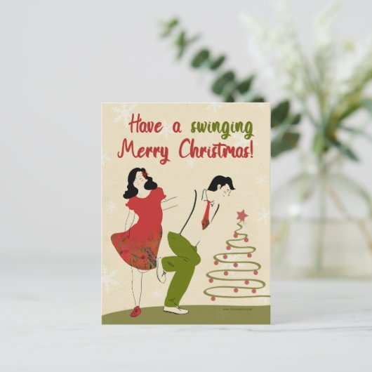 Kerstkaart-swingdans Feestdagenkaart (Staand voorkant)
