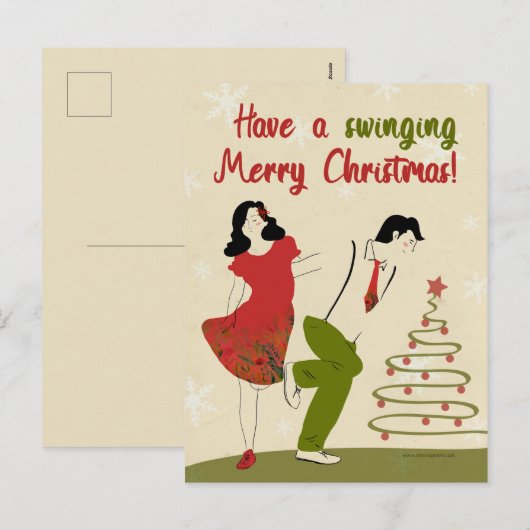 Kerstkaart- swingdans feestdagenkaart (Voorkant / Achterkant)