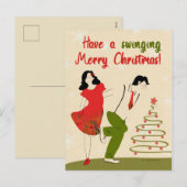 Kerstkaart-swingdansen Feestdagenkaart (Voorkant / Achterkant)