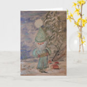 Kerstkaart "The Tonttu" Gnome Elf Kaart (Gele Bloem)