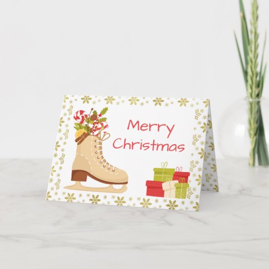 Kerstkaart - Traditionele schaatsen Feestdagen Kaart (Voorkant)