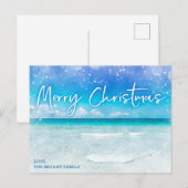 KERSTKAART | Tropisch Teal Blauw Florida Strand Feestdagenkaart (Voorkant / Achterkant)