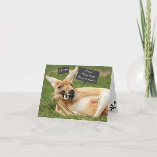 Kerstkaart uit Australië; kangoeroe Kaart (Voorkant)