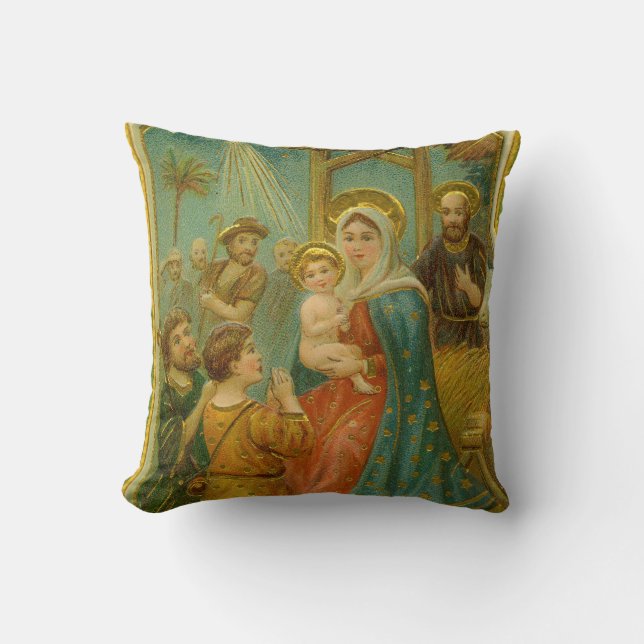 Kerstkaart uit het Edwardiaanse tijdperk Kussen (Voorkant)