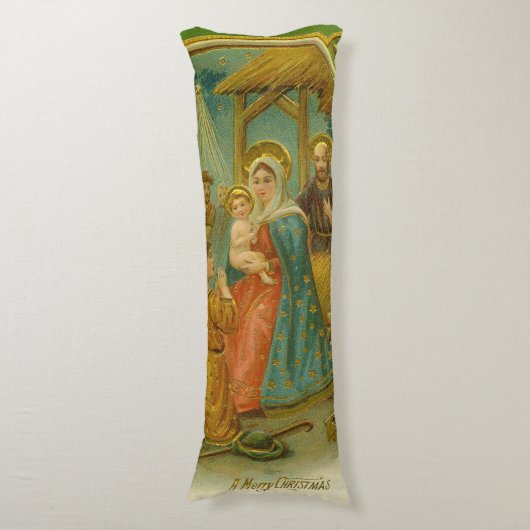 Kerstkaart uit het Edwardiaanse tijdperk Lichaamskussen (Voorkant Verticaal)