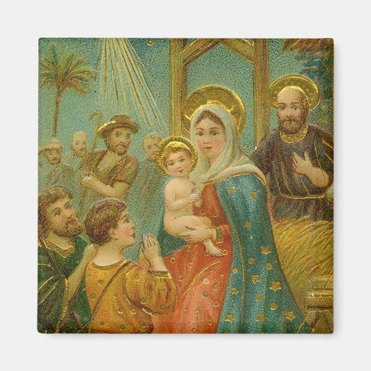 Kerstkaart uit het Edwardiaanse tijdperk Magneet (Voorkant)