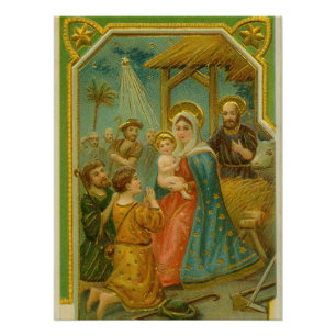 Kerstkaart uit het Edwardiaanse tijdperk Perfect Poster