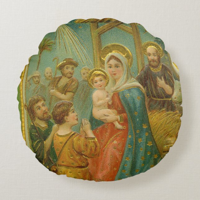 Kerstkaart uit het Edwardiaanse tijdperk Rond Kussen (Voorkant)