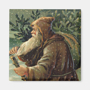 Kerstkaart uit het verleden, Kerstman en Kerstboom Magneet