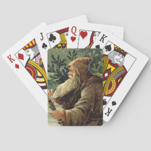 Kerstkaart uit het verleden, Kerstman en Kerstboom Pokerkaarten