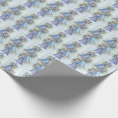 Kerstkaart uit het verleden met blauwe klokjes inp cadeaupapier (Hoek)