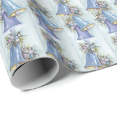Kerstkaart uit het verleden met blauwe klokjes inp cadeaupapier (Rol Hoek)
