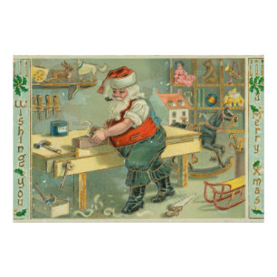 Kerstkaart uit het verleden - Sinterklaas in zijn Foto Afdruk