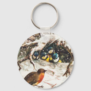 Kerstkaart uit het victoriaanse tijdperk, Vogels Sleutelhanger