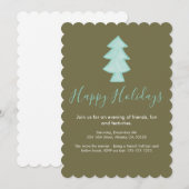 Kerstkaart uitnodiging met de hand getekende boom (Voorkant / Achterkant)