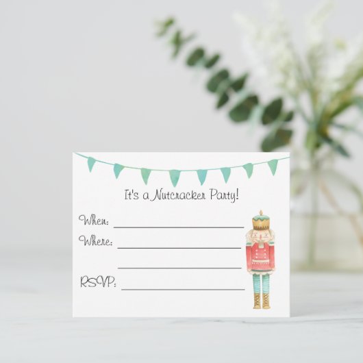 Kerstkaart uitnodiging Notenkraker (Staand voorkant)