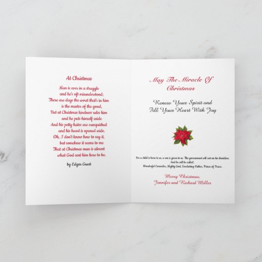 Kerstkaart, uw handtekening met gedicht feestdagen kaart (Binnen)