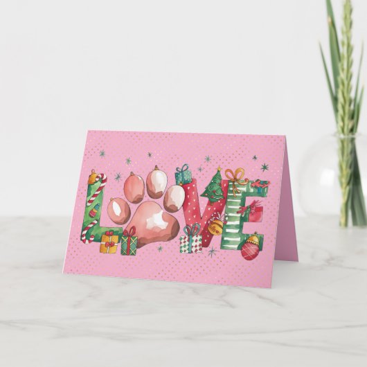 Kerstkaart Vakantie Huisdier Poot Liefde (Voorkant)