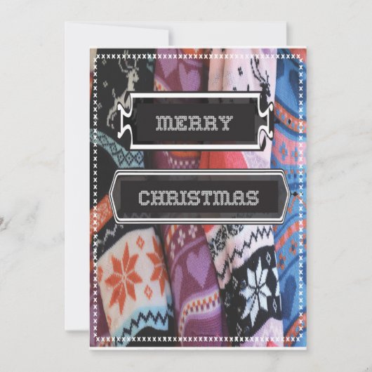 Kerstkaart Vakantiesok Brei Trui Geborduurd (Voorkant)