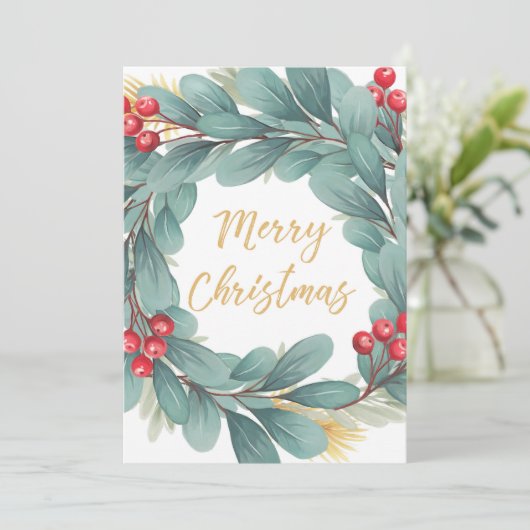 Kerstkaart van 13"x18"cm met illustratie van een k kaart (Staand voorkant)