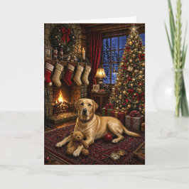Kerstkaart van Buddy de gele labrador retriever  Kaart