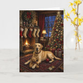 Kerstkaart van Buddy de gele labrador retriever Kaart (Gele Bloem)