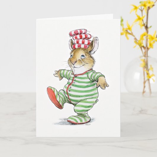 Kerstkaart van Candy PJ's Bunny Kaart (Gele Bloem)