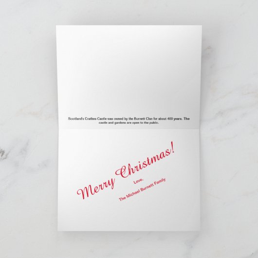 Kerstkaart van Clan Burnett van Kasteel Crathes Kaart (Binnen)