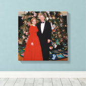 Kerstkaart van de Amerikaanse president Bill Clint Canvas Afdruk (Insitu (Houten vloer))