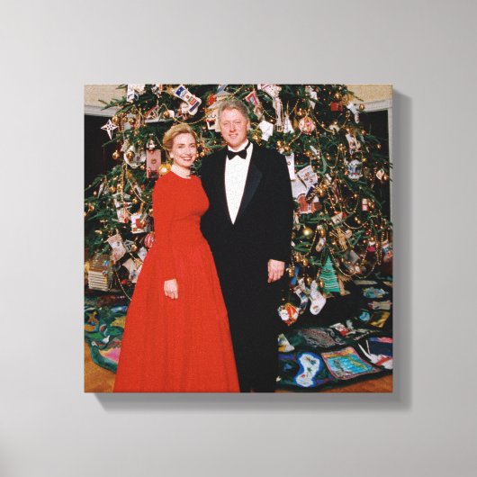 Kerstkaart van de Amerikaanse president Bill Clint Canvas Afdruk (Voorkant)