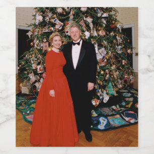 Kerstkaart van de Amerikaanse president Bill Clint Wijn Etiket