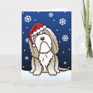 Kerstkaart van de Collie van Kawaii de Bruine Feestdagen Kaart