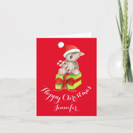 Kerstkaart van de de waterverfkunst van de koala feestdagen kaart
