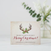 kerstkaart van de Deer Antlers ~ Rustic (Staand voorkant)