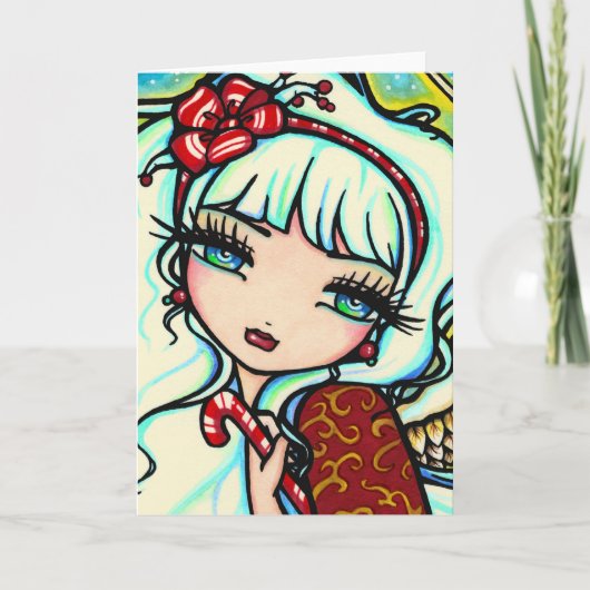 Kerstkaart van de Engel van het Riet van het snoep Feestdagen Kaart (Voorkant)