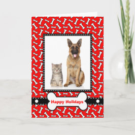 Kerstkaart van de familie Dog en Cat Feestdagen Kaart