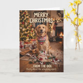 Kerstkaart van de hond kaart (Gele Bloem)