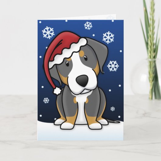 Kerstkaart van de Hond van de Berg van Kawaii de Feestdagen Kaart (Voorkant)