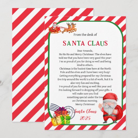 Kerstkaart van de Kerstman Kaart (Voorkant / Achterkant)