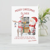 kerstKaart van de Kerstman met rendier en slee (Staand voorkant)