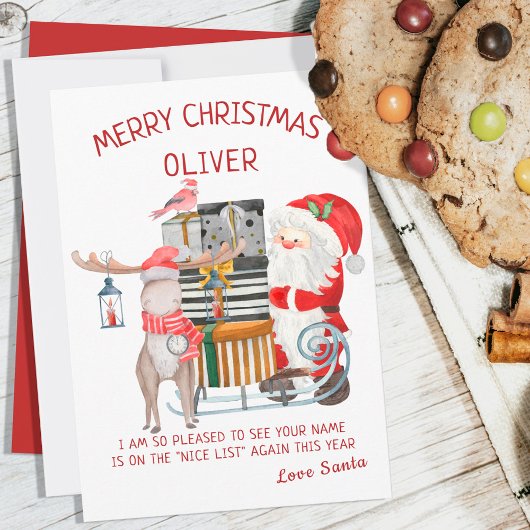 kerstKaart van de Kerstman met rendier en slee