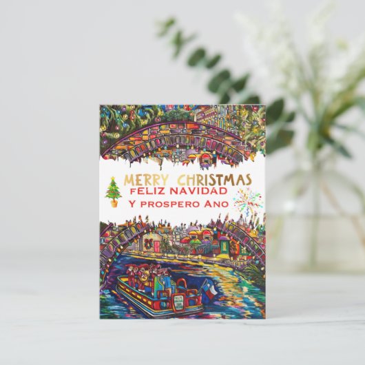 Kerstkaart van de San Antonio Riverwalk (Staand voorkant)