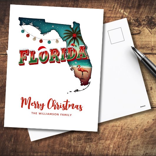 Kerstkaart van de staat Florida Feestdagenkaart