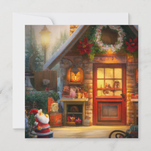 Kerstkaart van de werkplaats van de Kerstman (Voorkant)