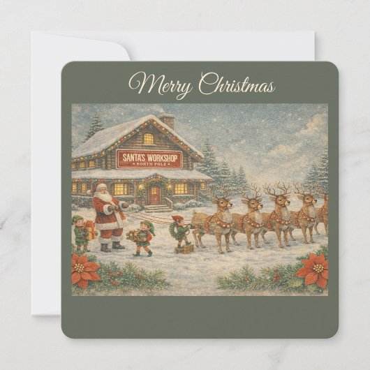 Kerstkaart van de werkplaats van de Kerstman