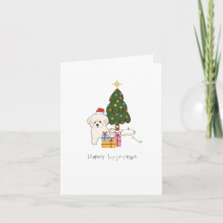 Kerstkaart van een Bichon Feestdagen Kaart